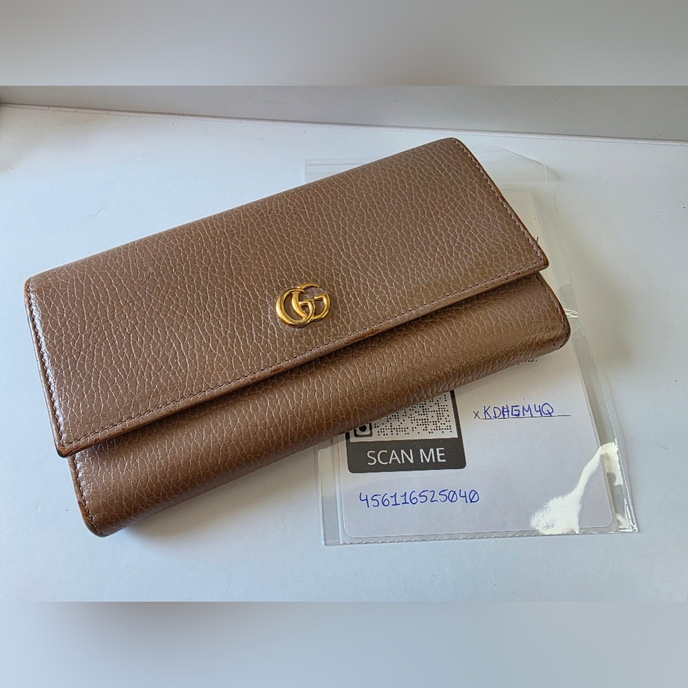 Gucci GG Marmont Taupe Long Wallet